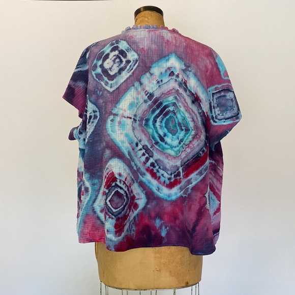 Hand dyed cotton gauze boho top - Picture 4 of 5